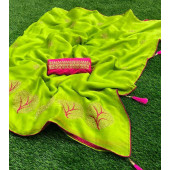 Pure Heavy Moss Chiffon Saree
